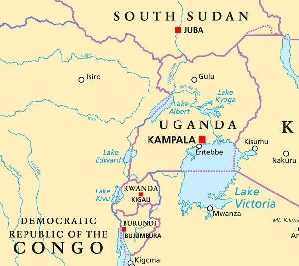 Map of DR Congo and Uganda