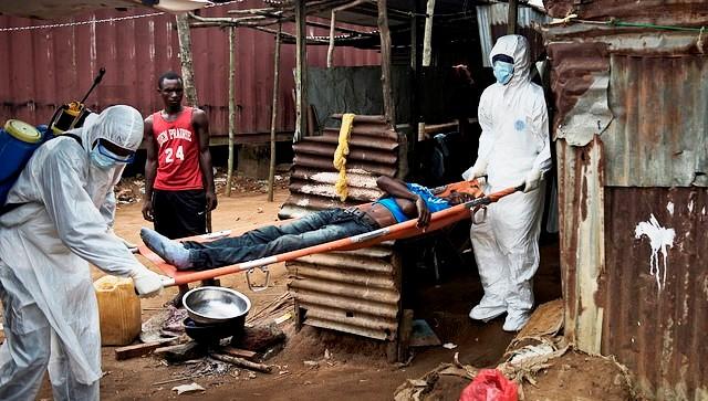Ebola patient on stretcher