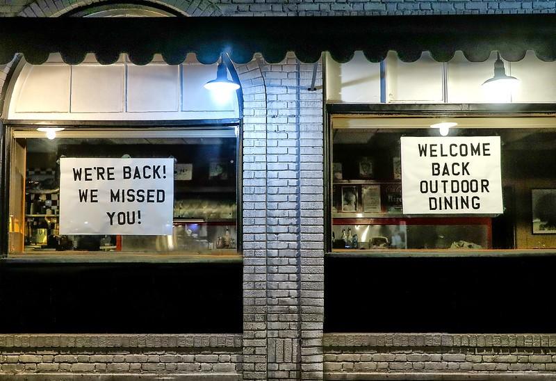 Welcome back restaurant signs