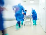 Healthcare team rushing in corridor