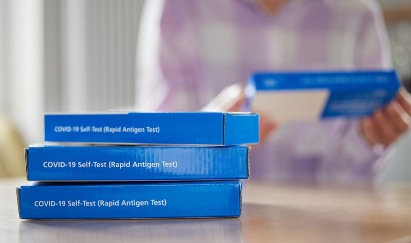 Stack of rapid COVID tests