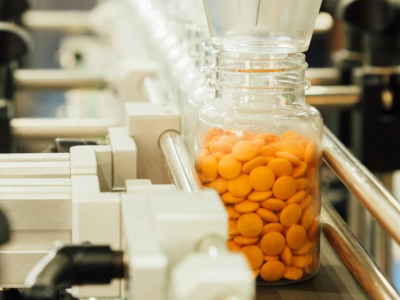 Pills on assembly line