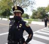 Police officer in crosswalk