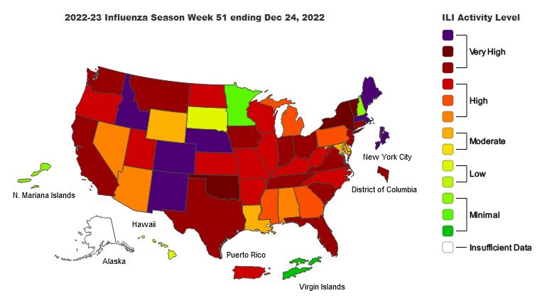 US flu map