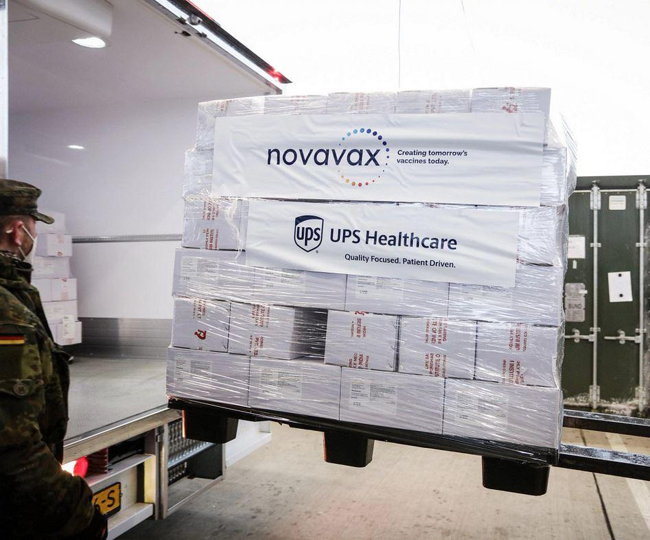 Novavax vaccine on pallet