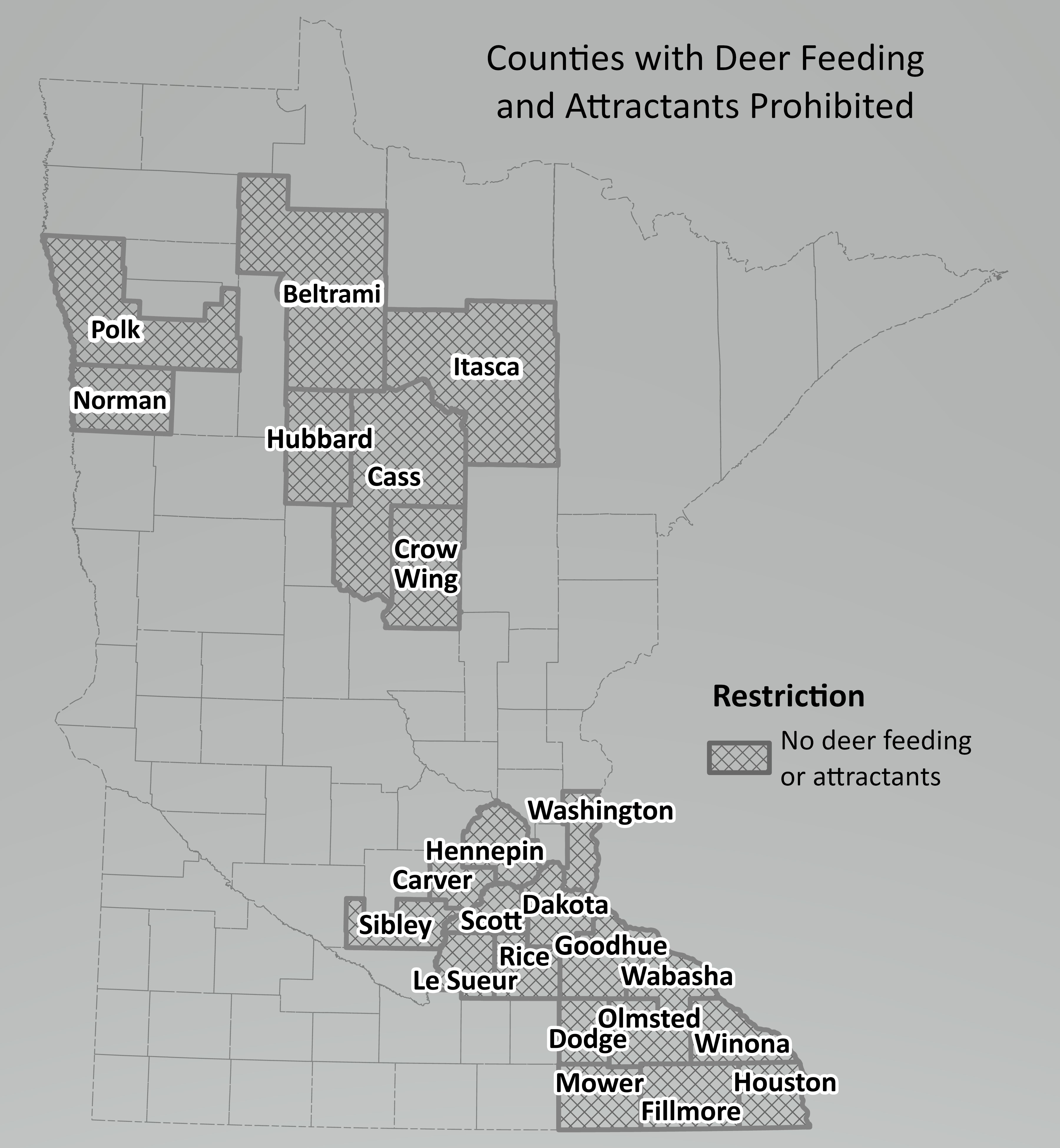 Map of deer-feeding ban Minnesota