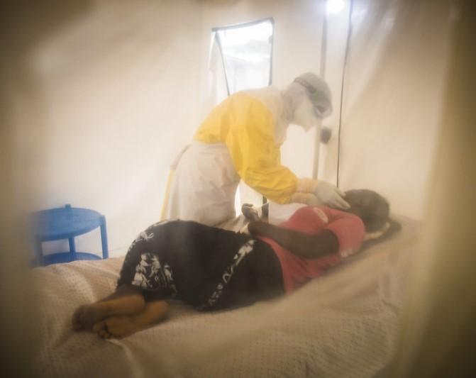 Ebola patient receiving treatment