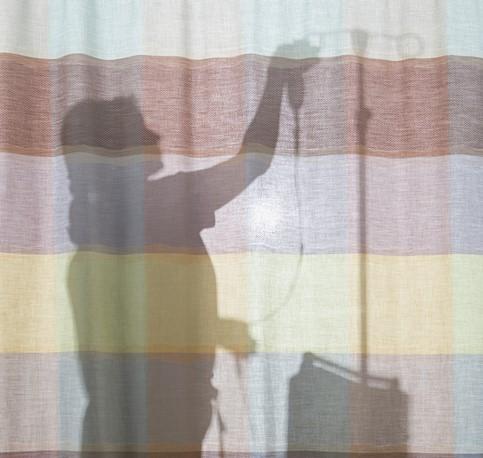 Nurse silhouette on curtain