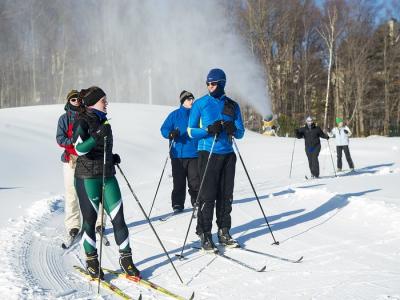 Cross-country skiers at the Special Olympics