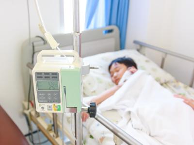 Asian boy in hospital