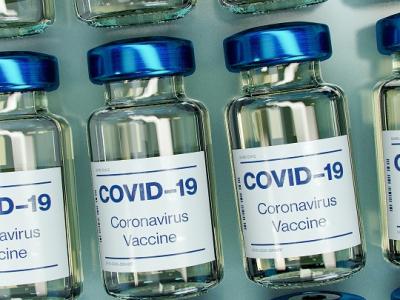 Rows of COVID-19 vaccine vials