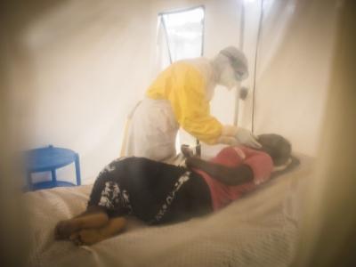 Ebola patient receiving treatment