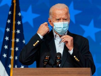 President-elect Joe Biden wearing a mask