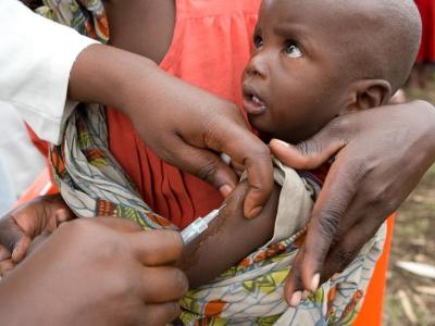 Child receiving measles vaccine