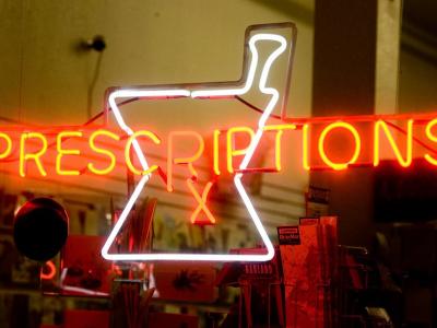 Neon sign for prescriptions