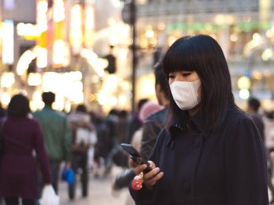 Japanese woman wearing surgical mask