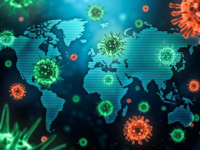 Viruses on world map