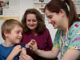 Child receiving flu shot