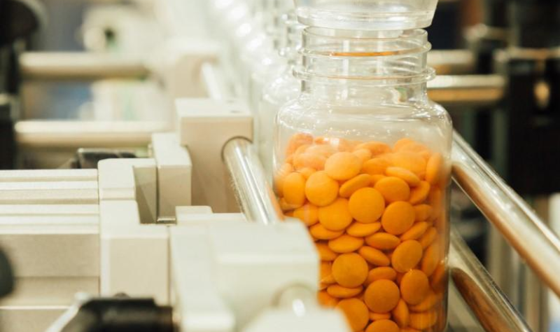 Pills on assembly line